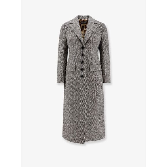 Dolce & Gabbana Women Single-Breasted Wool Chevron Coat - Picture 1 of 3